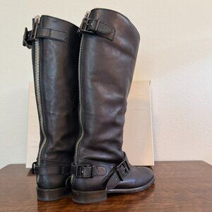 Burberry fleece lined tall leather boots